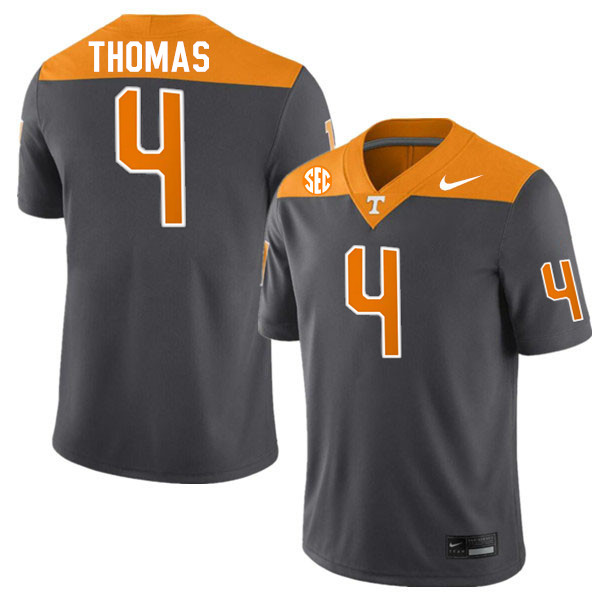 Men #4 Jourdan Thomas Tennessee Volunteers College Football Jerseys Stitched-Anthracite